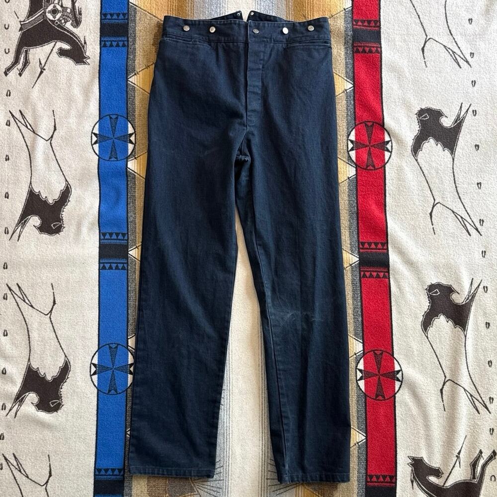 Wah Maker Pants Mens 36x35 Blue Buckle Back Western Suspender Buttons USA 90s